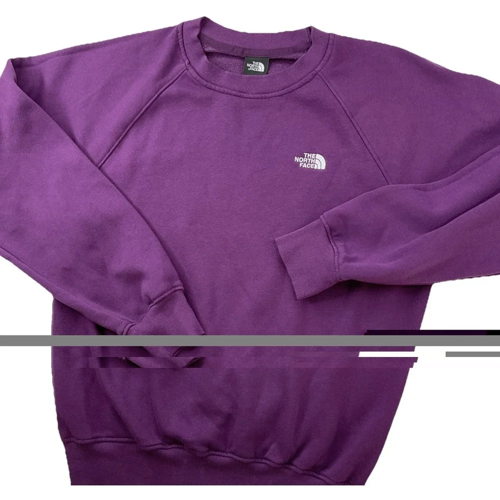 The North Face Sweatshirt Men Sz S‎ Crewneck Pullover Purple TNF Embroidered